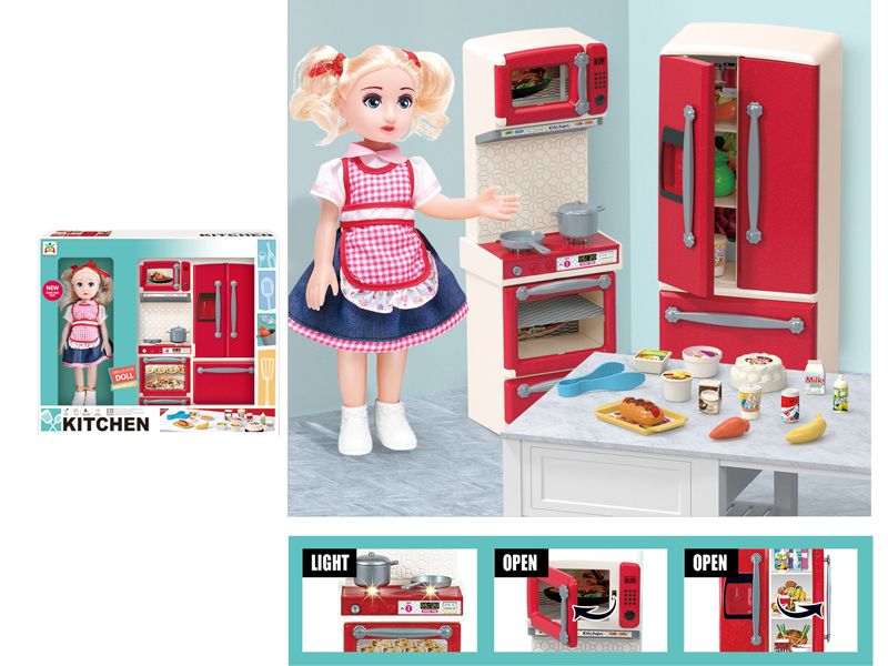 Stove Refrigerator Toy Set With Doll