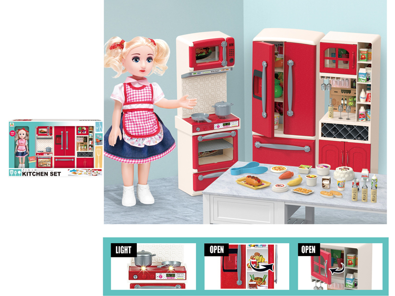 Stoves, Wine Cabinets, Refrigerators Toy Set With Doll