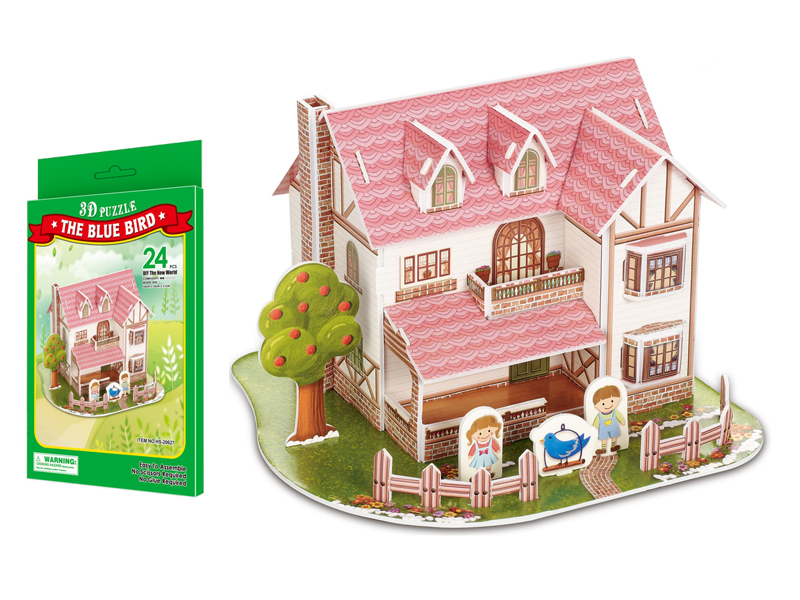 24Pcs 3D Puzzle Blue Bird House