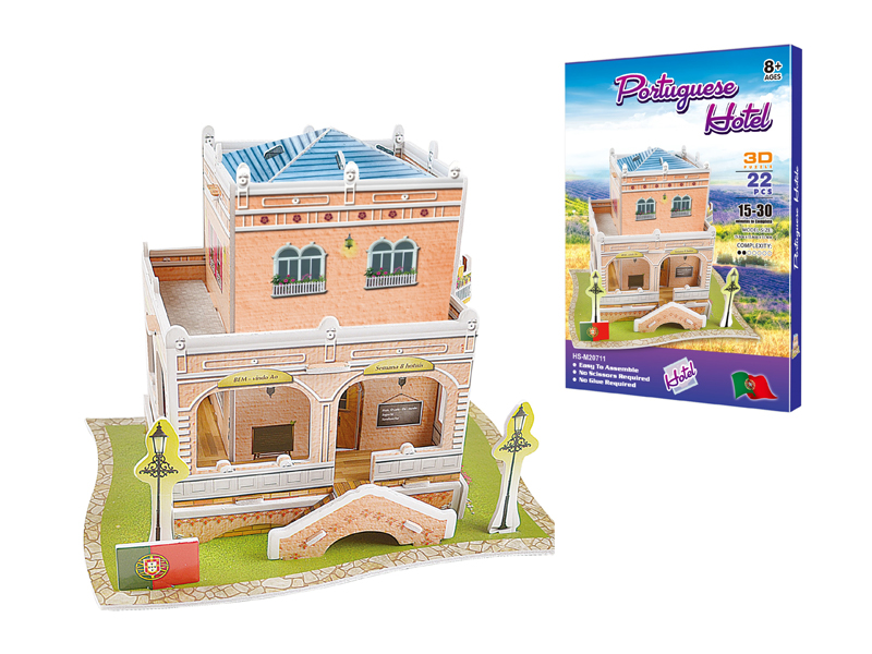 22Pcs 3D Puzzle Portugal Hostel