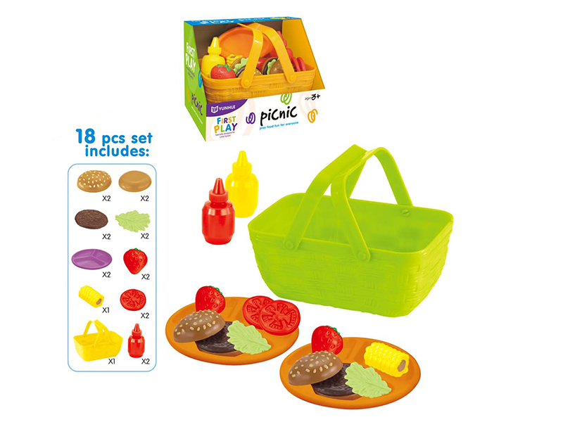 Picnic Basket Fruits And Hamburger Series