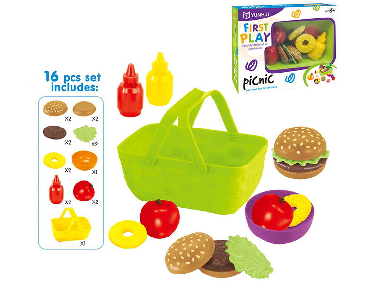 Picnic Basket Vegetables And Hamburger Series