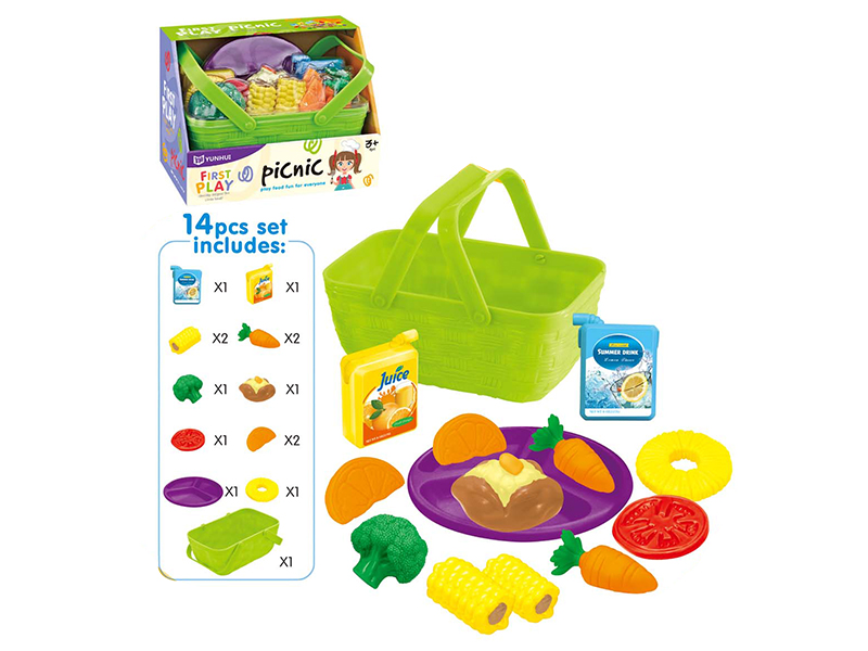 Simulated Fruit And Vegetable Food Picnic Basket Set