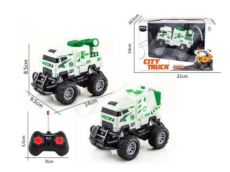 1:43 27Mhz 4-Channel Remote Control Sanitation Truck With Light(Not Included  Batteries)