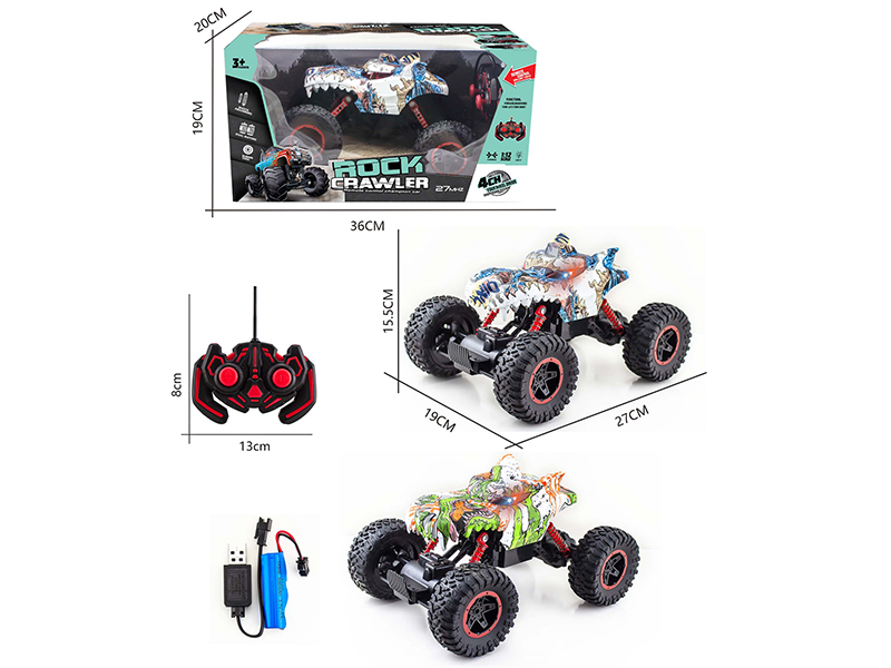 1:12 27Mhz 4-Channel Remote Control Water Transfer Printing Wolf Head Climbing Truck With Light