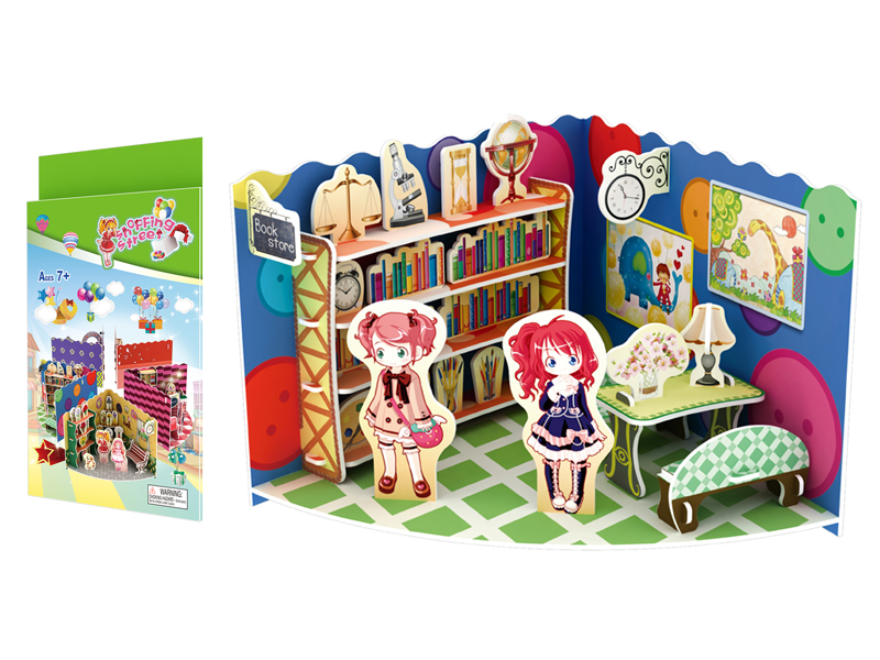 36Pcs 3D Puzzle Shopping Street Bookstore