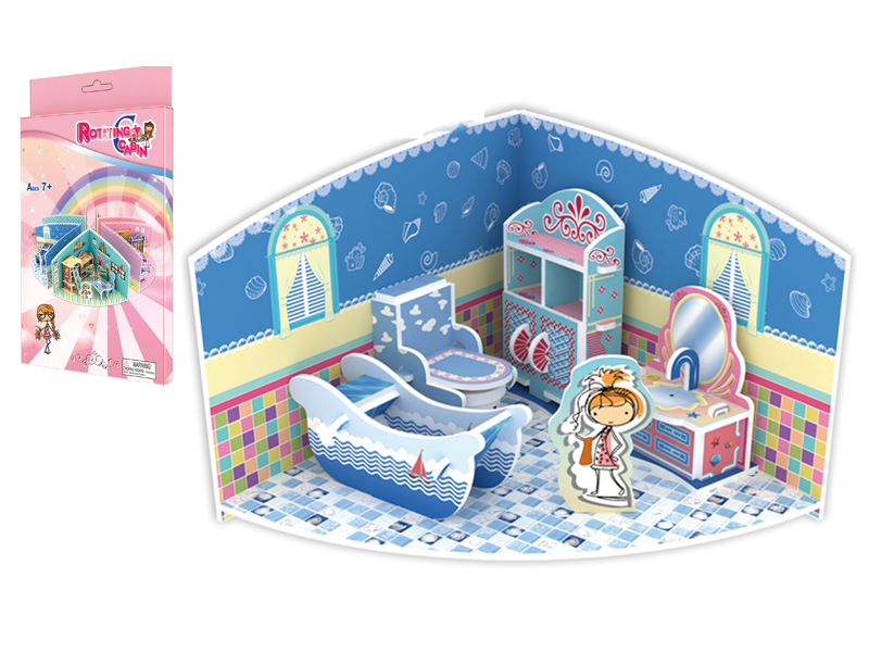 26Pcs 3D Puzzle Rotating Cabin - Bathroom