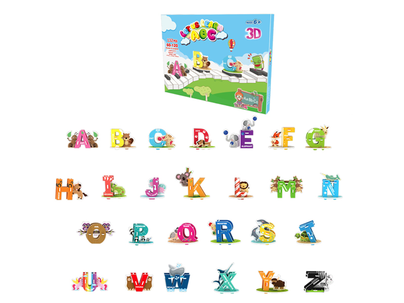 132Pcs 3D Puzzle Animal Letters