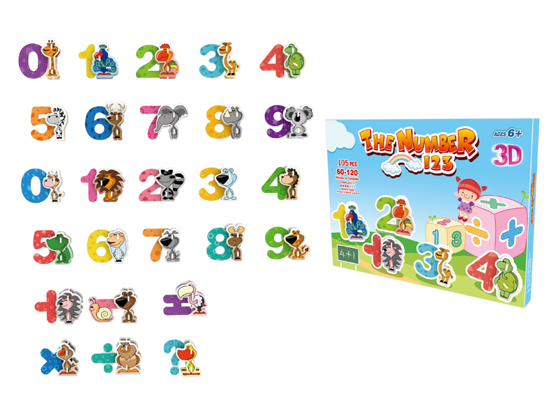 105Pcs 3D Puzzle Animal Numbers