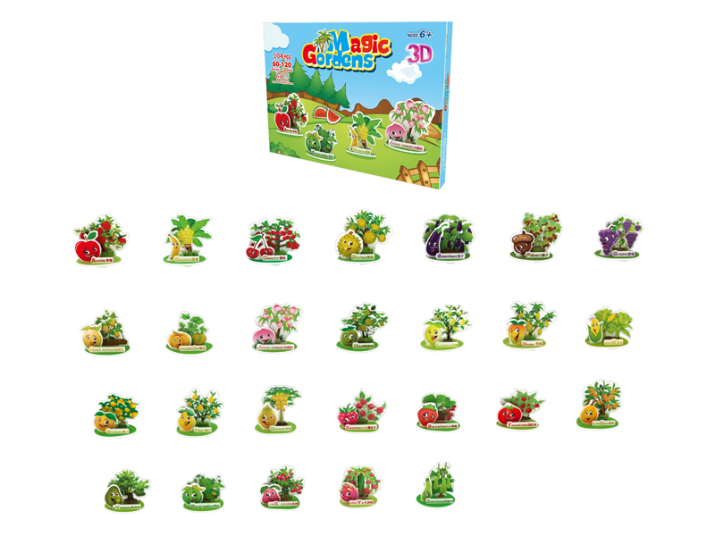 104Pcs 3D Puzzle Vegetable And Fruit Letters