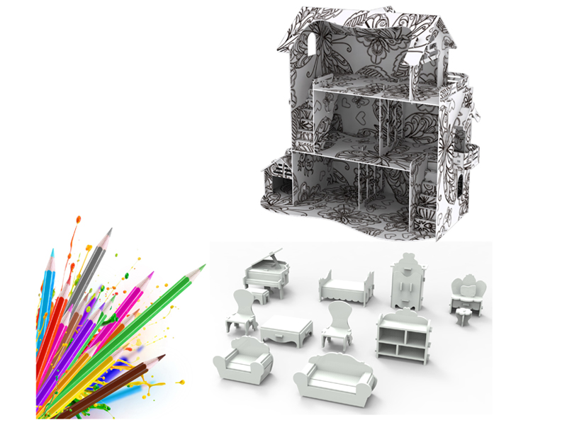 77Pcs 3D Puzzle Three Story Villa