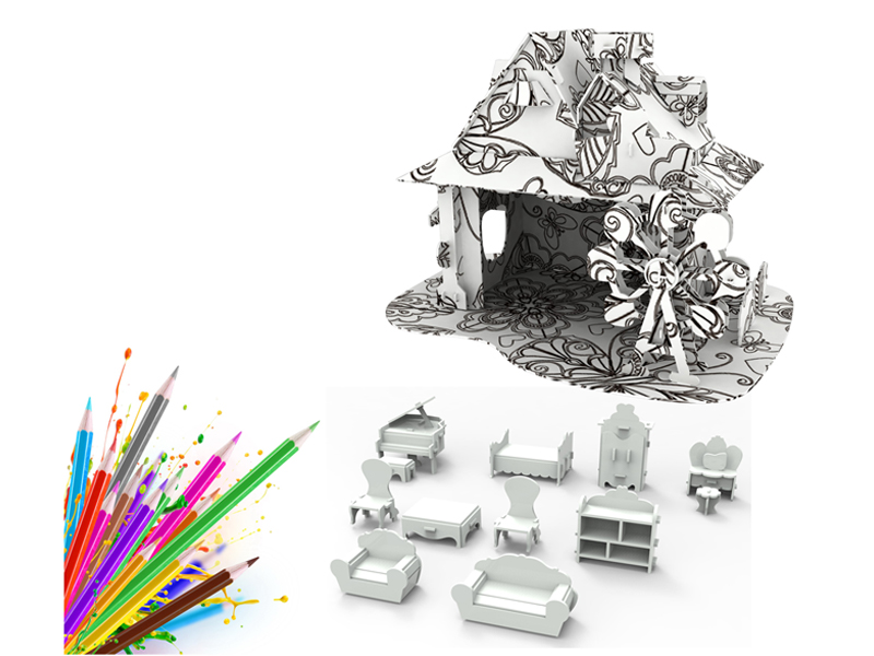 81Pcs 3D Puzzle Cartoon House