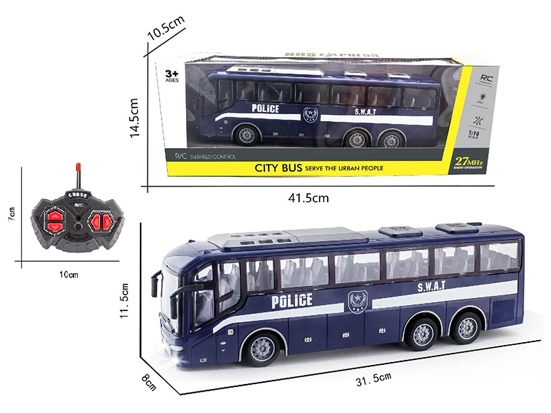 1:16 27Mhz 4-Channel Remote Control Special Police Bus With Light