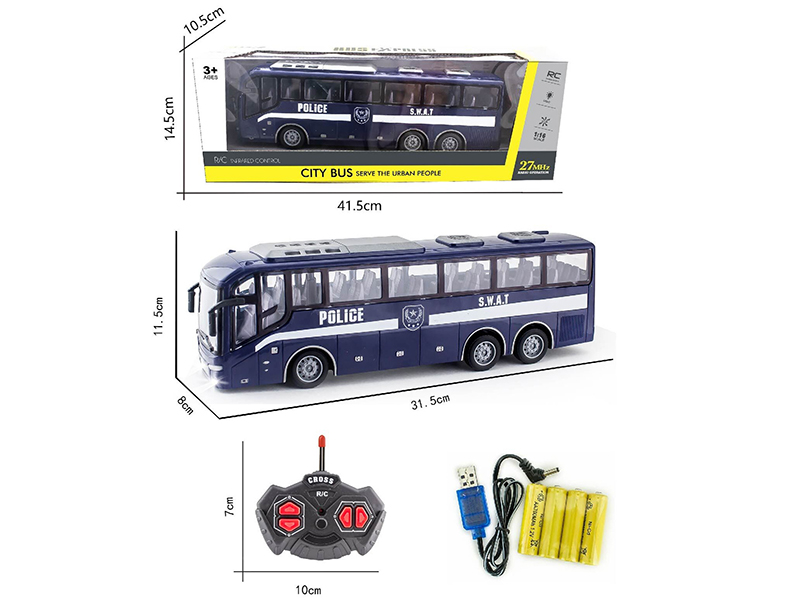 1:16 27Mhz 4-Channel Remote Control Special Police Bus With Light