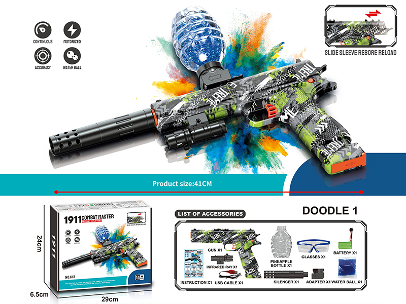 1911 Manual Electric 2 In 1 Water Bullet Gun(High-Speed Continuous Firing&Linkage Return Of Chamber)