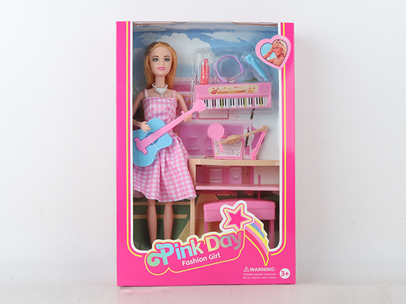 11 Inch Solid Body 11 Joint Doll With Electronic Organ, Microphone, Earphone, Water Bottle, Guitar, Practice Table And Chair