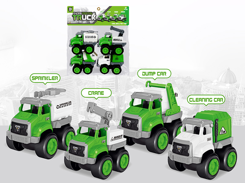 Friction City Sanitation Truck 4pcs