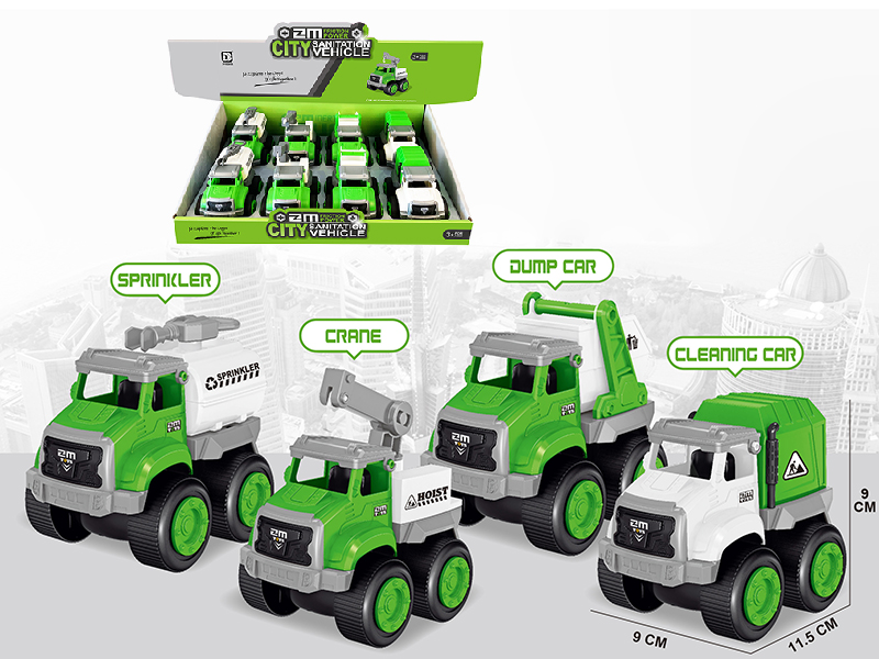 Friction City Sanitation Truck 8pcs