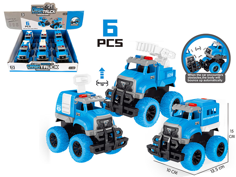 Friction Crash Police Cars 6pcs