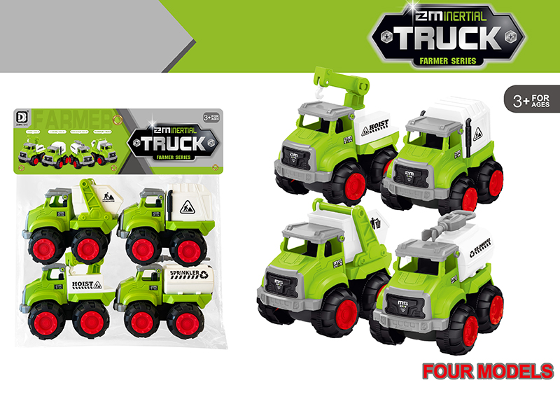 Friction City Sanitation Trucks 4pcs