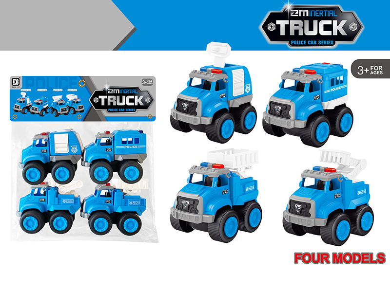 Friction City Police Cars 4pcs