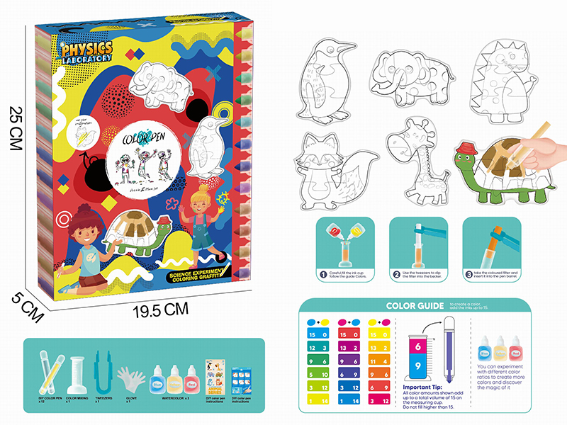 Scientific Experiment Coloring Graffiti - DIY Color Pen & Animals Puzzle
