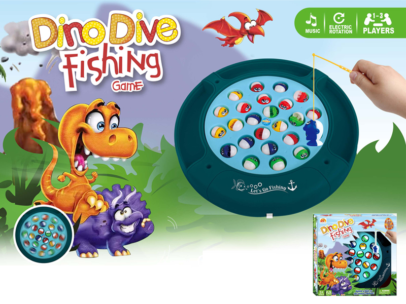 B/O Dinosaur Fishing Platform With Music(24 Fish)