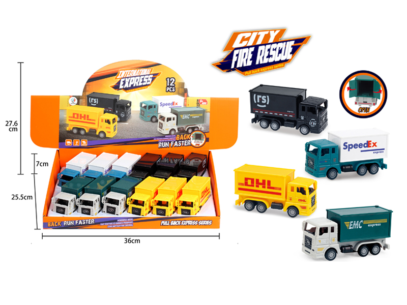 12PCS Pull Back Simulated Express Delivery Truck