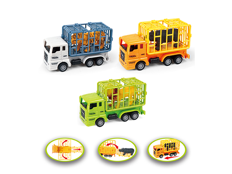 Pull Back Simulated Animal Cage With Animals