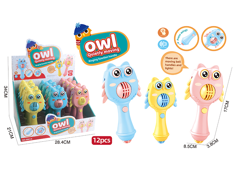 Owl Rattles With Flishing Light 12pcs