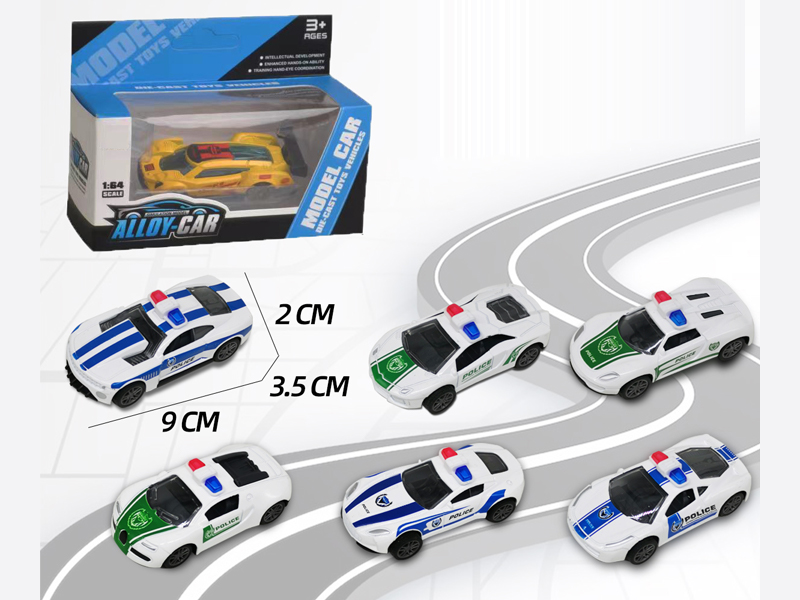 1:60 Pull Back Alloy Police Car