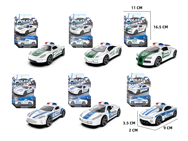1:60 Pull Back Alloy Police Car