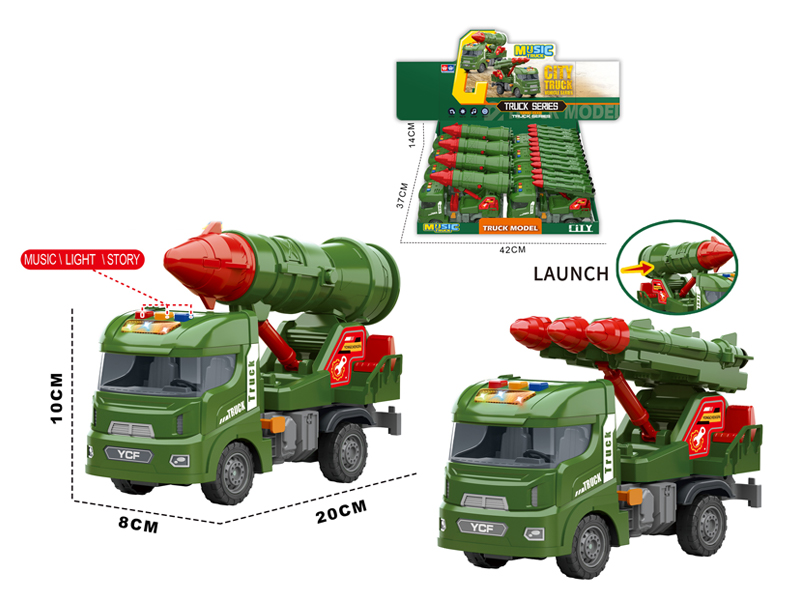 8PCS Friction Military Vehicle  With Light And Music