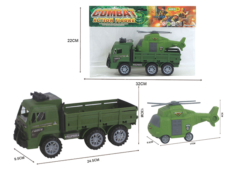 Friction Military Vehicles With Helicopter