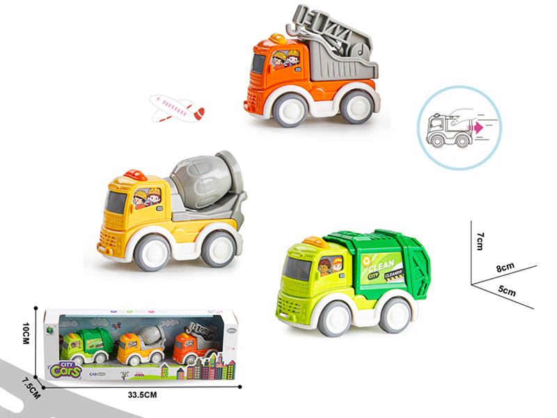 Pull Back Engineering Vehicle (Crane+Mixer Truck+Defense Truck)
