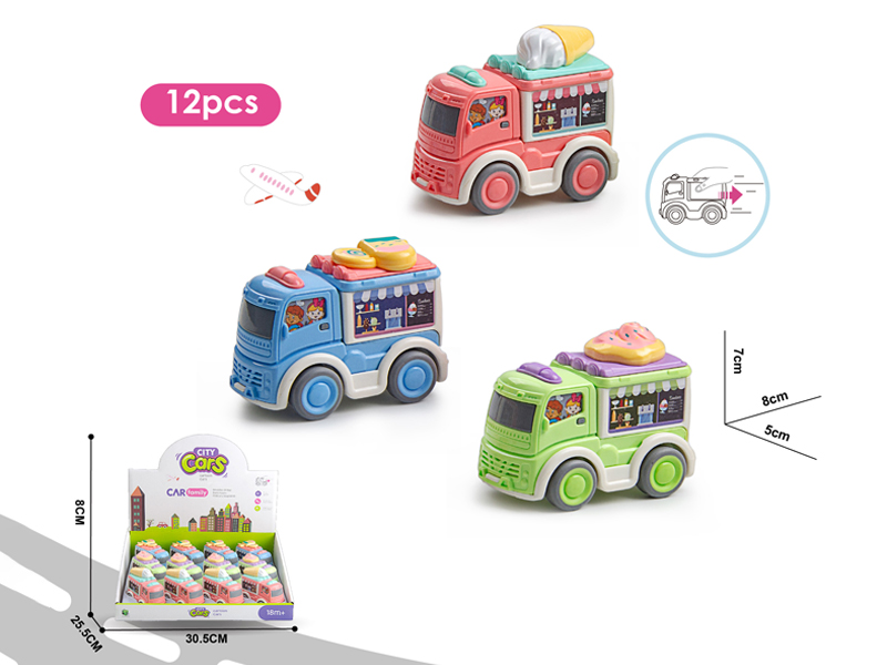 12PCS Pull Back Ice Cream Truck, Lollipop Truck, Ice Cream Truck