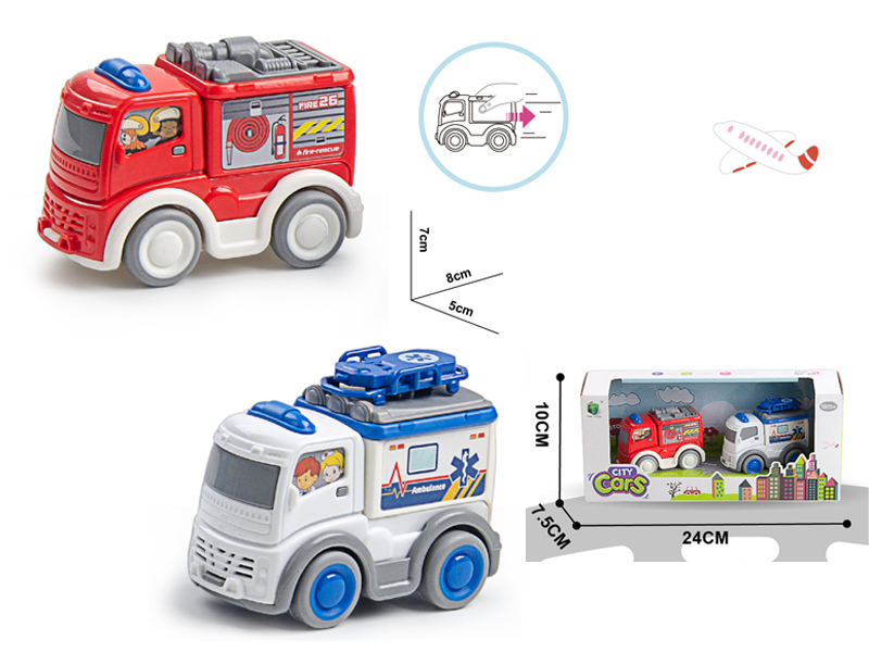 Pull Back Fire Truck Ambulance