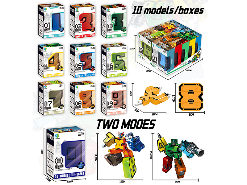 Numbers Transforming Robot Toy 10pcs