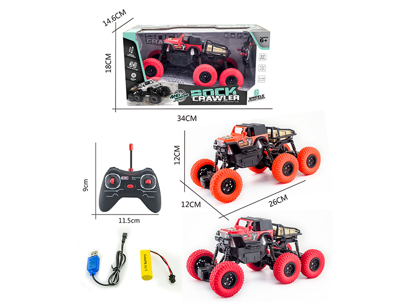 1:16 4-Channel 27Mhz Remote Control 6 Wheels 4WD Pad Printing Rock Crawler(Included Batteries)