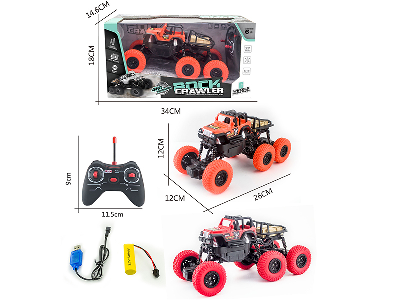 1:16 4-Channel 27Mhz Remote Control 6 Wheels 4WD Pad Printing Convertible Rock Crawler(Included Batteries)