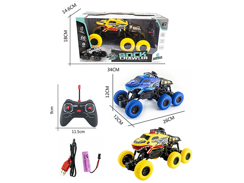 1:16 4-Channel 27Mhz Remote Control 6 Wheels 4WD Climbing Pad Printing Shark Off-Road Vehicle(Included Batteries)