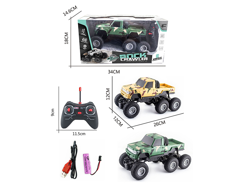 1:16 4-Channel 27Mhz Remote Control 6 Wheels 4WD Climbing Pickup Truck With Light(Included Batteries)