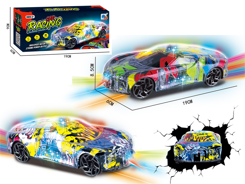 B/O Go And Bump Transparent Shell Graffiti Sports Car With Sound And Light