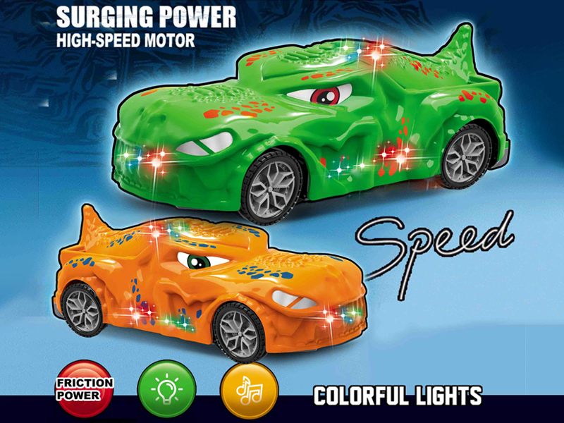 Friction Solid Color Dinosaur Car With Sound And Light