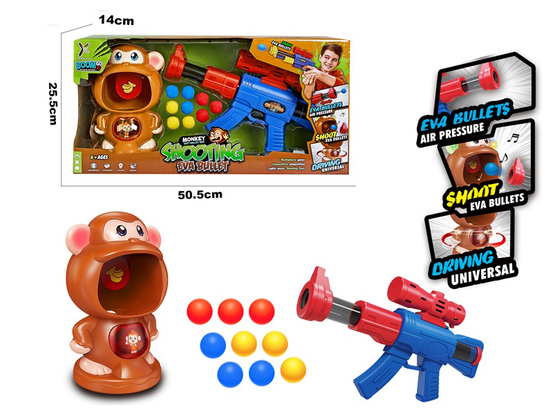Monkey Shooting Target Toy+ Soft Bullet Gun
