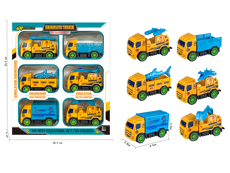 Pull Back Engineering Truck /Military Truck 6pcs
