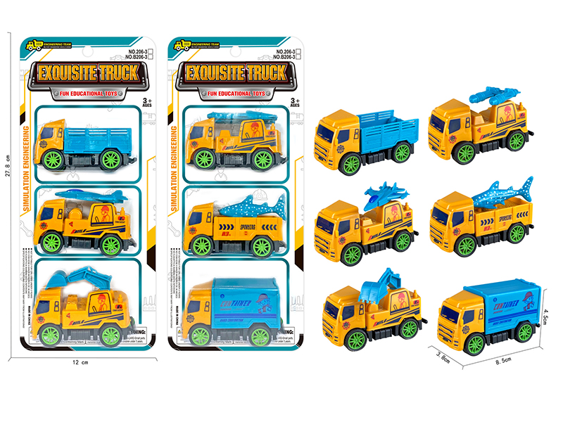Pull Back Engineering Truck /Military Truck 3pcs