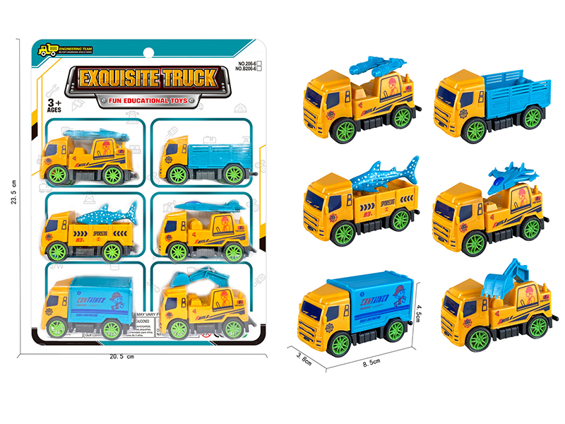 Pull Back Engineering Truck /Military Truck 6pcs