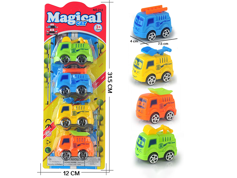 Pull Back Cartoon Engineering Truck 4pcs