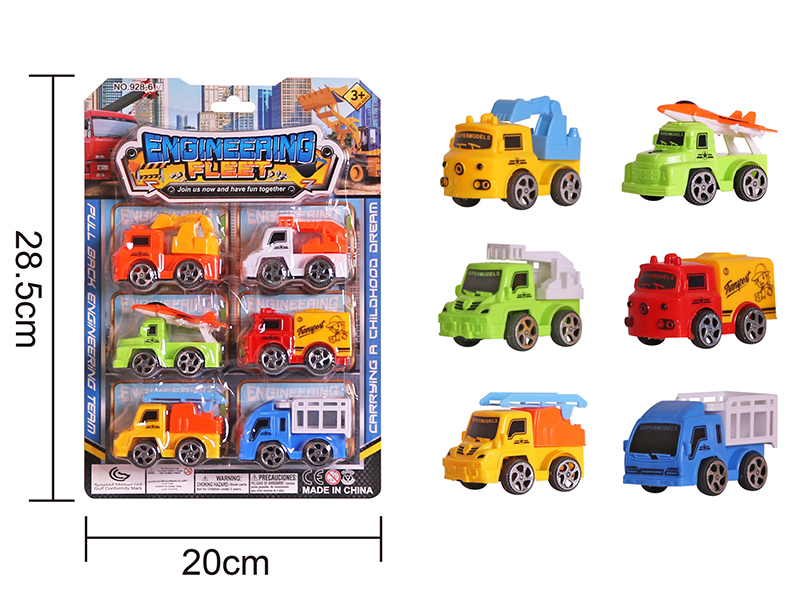 Pull Back Military Truck Engineering Truck 6pcs